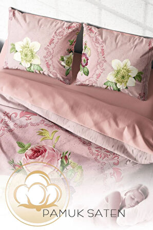 Nevresim Takımı %100 Doğal Pamuk Çift Kişilik 3d Digital Damask Rose
