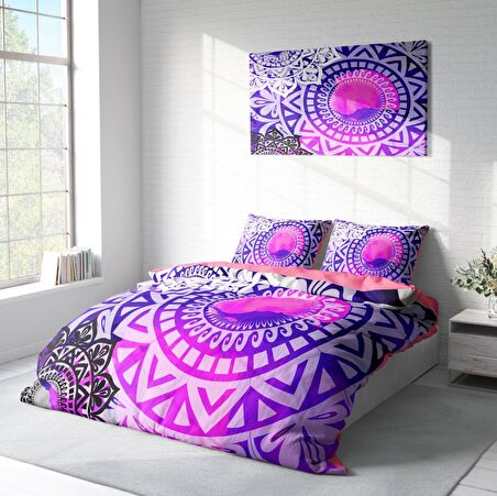 Monohome Purple Ring 3D Temalı Pamuk Saten Çift Kişilik Nevresim Takımı