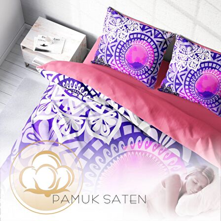 Monohome Purple Ring 3D Temalı Pamuk Saten Çift Kişilik Nevresim Takımı
