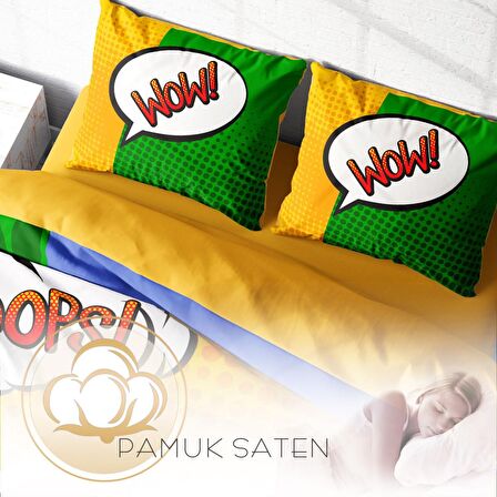 Monohome Ooops Lips 3D Temalı Pamuk Saten Çift Kişilik Nevresim Takımı