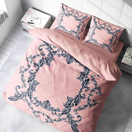 Monohome Pink Baraque 3D Temalı Pamuk Saten Çift Kişilik Nevresim Takımı