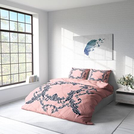 Monohome Pink Baraque 3D Temalı Pamuk Saten Çift Kişilik Nevresim Takımı