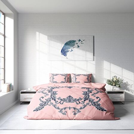 Monohome Pink Baraque 3D Temalı Pamuk Saten Çift Kişilik Nevresim Takımı