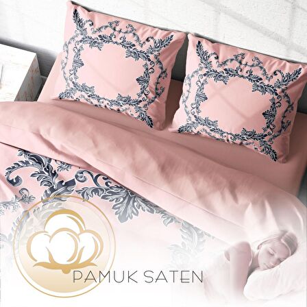 Monohome Pink Baraque 3D Temalı Pamuk Saten Çift Kişilik Nevresim Takımı