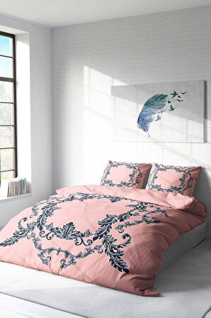 Nevresim Takımı %100 Doğal Pamuk Çift Kişilik 3d Digital Pink Baraque