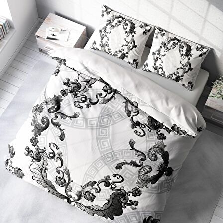 Monohome Silver Baroq 3D Temalı Pamuk Saten Çift Kişilik Nevresim Takımı