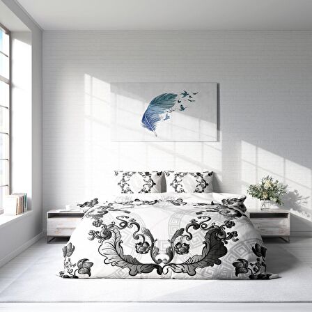 Monohome Silver Baroq 3D Temalı Pamuk Saten Çift Kişilik Nevresim Takımı