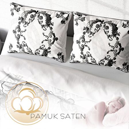 Monohome Silver Baroq 3D Temalı Pamuk Saten Çift Kişilik Nevresim Takımı