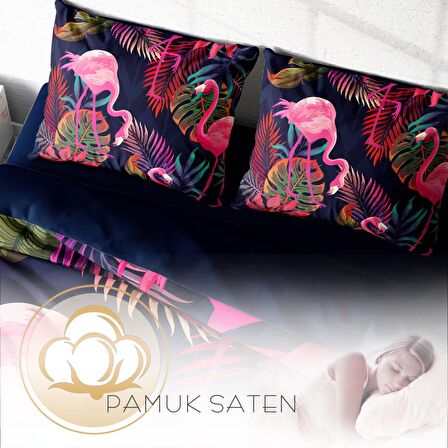 Monohome Flamingo 1 Hayvan Figürlü Pamuk Saten Çift Kişilik Nevresim Takımı