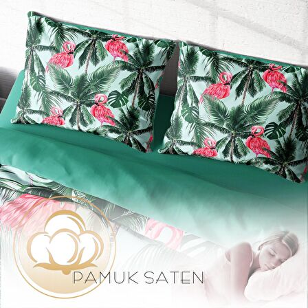 Monohome Flamingo 2 Hayvan Figürlü Pamuk Saten Çift Kişilik Nevresim Takımı