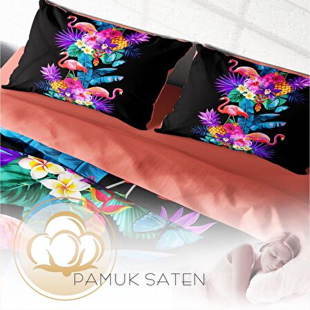 Monohome Flamingo 3 Hayvan Figürlü Pamuk Saten Çift Kişilik Nevresim Takımı