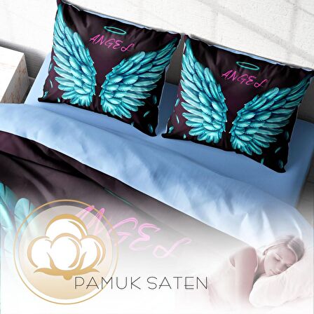 Monohome Blue Wing 3D Temalı Pamuk Saten Çift Kişilik Nevresim Takımı