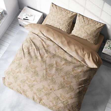 Monohome Bird Desing 3D Temalı Pamuk Saten Çift Kişilik Nevresim Takımı