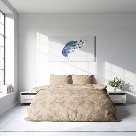 Monohome Bird Desing 3D Temalı Pamuk Saten Çift Kişilik Nevresim Takımı