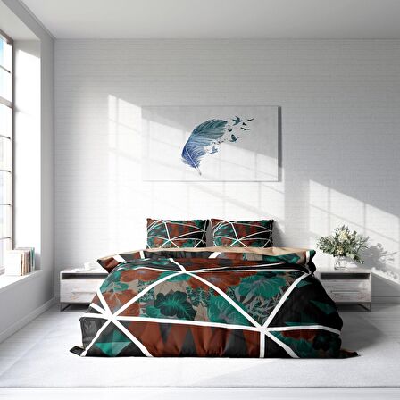Monohome Dark Flowers Çiçekli Pamuk Saten Çift Kişilik Nevresim Takımı