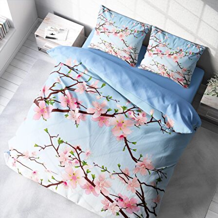 Monohome Chery Blosom Çiçekli Pamuk Saten Çift Kişilik Nevresim Takımı