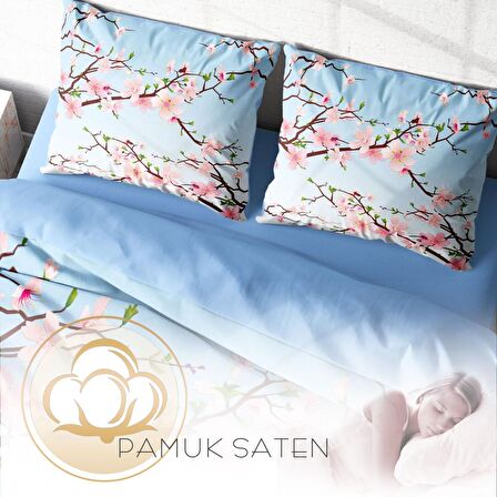 Monohome Chery Blosom Çiçekli Pamuk Saten Çift Kişilik Nevresim Takımı