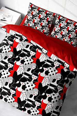 Nevresim Takımı %100 Doğal Pamuk Çift Kişilik 3d Digital Womans Pattern