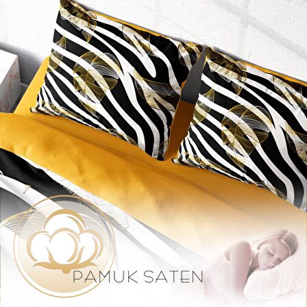 Monohome Zebra Feather 3D Temalı Pamuk Saten Çift Kişilik Nevresim Takımı