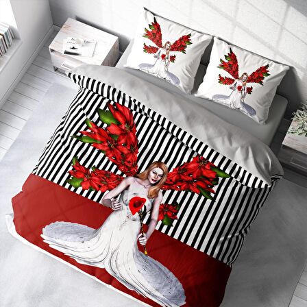 Monohome Angel Fail 3D Temalı Pamuk Saten Çift Kişilik Nevresim Takımı