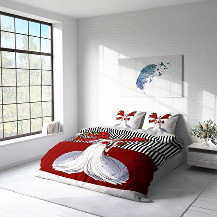 Monohome Angel Fail 3D Temalı Pamuk Saten Çift Kişilik Nevresim Takımı