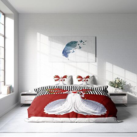 Monohome Angel Fail 3D Temalı Pamuk Saten Çift Kişilik Nevresim Takımı