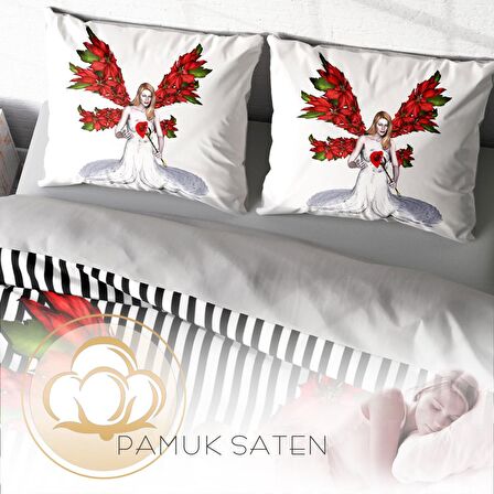 Monohome Angel Fail 3D Temalı Pamuk Saten Çift Kişilik Nevresim Takımı