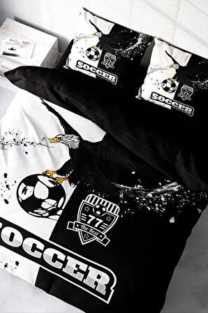 Nevresim Takımı %100 Doğal Pamuk Çift Kişilik 3d Digital Black & White