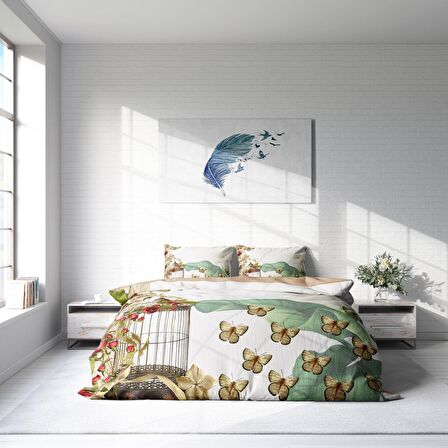 Monohome Butterfly 3D Temalı Pamuk Saten Çift Kişilik Nevresim Takımı