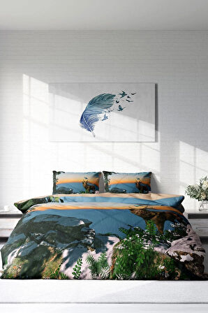 Nevresim Takımı %100 Doğal Pamuk Çift Kişilik 3d Digital Deer