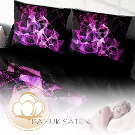 Monohome Purple Diamond 3D Temalı Pamuk Saten Çift Kişilik Nevresim Takımı