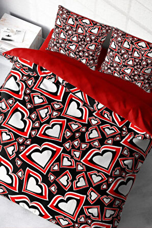 Nevresim Takımı %100 Doğal Pamuk Çift Kişilik 3d Digital Heart Lips