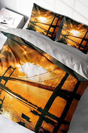 Nevresim Takımı %100 Doğal Pamuk Çift Kişilik 3d Digital Bridge