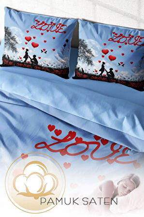 Nevresim Takımı %100 Doğal Pamuk Çift Kişilik 3d Digital Love Balloon