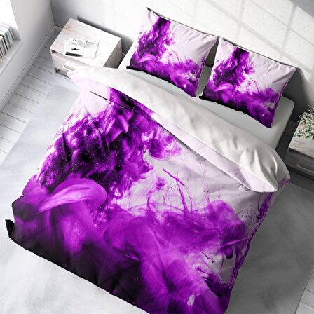 Monohome Purp 3D Temalı Pamuk Saten Çift Kişilik Nevresim Takımı
