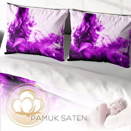 Monohome Purp 3D Temalı Pamuk Saten Çift Kişilik Nevresim Takımı