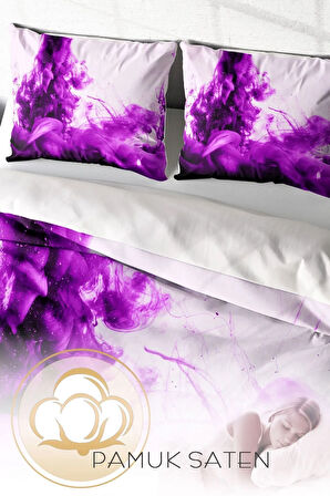 Nevresim Takımı %100 Doğal Pamuk Çift Kişilik 3d Digital Purp
