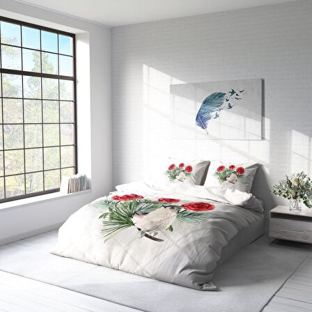 Monohome Big Birdy 3D Temalı Pamuk Saten Çift Kişilik Nevresim Takımı