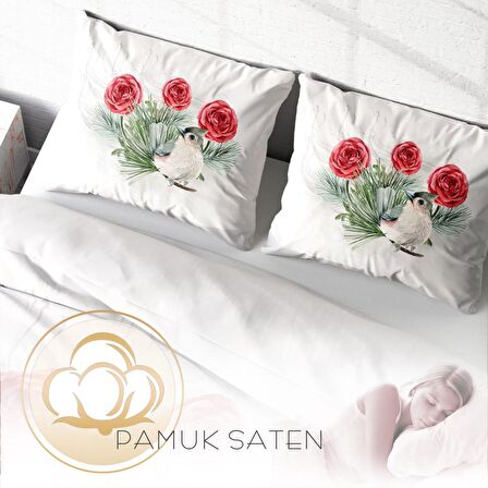 Monohome Big Birdy 3D Temalı Pamuk Saten Çift Kişilik Nevresim Takımı