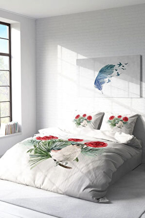 Nevresim Takımı %100 Doğal Pamuk Çift Kişilik 3d Digital Big Birdy