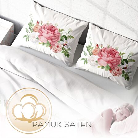 Monohome New Floral Çiçekli Pamuk Saten Çift Kişilik Nevresim Takımı