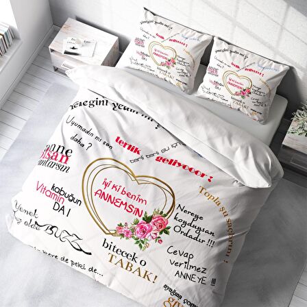 Monohome Anneler Günü I 3D Temalı Pamuk Saten Çift Kişilik Nevresim Takımı