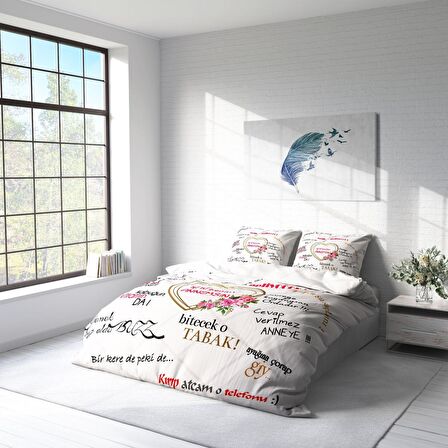 Monohome Anneler Günü I 3D Temalı Pamuk Saten Çift Kişilik Nevresim Takımı