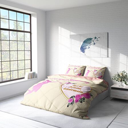 Monohome Anneler Günü II 3D Temalı Pamuk Saten Çift Kişilik Nevresim Takımı