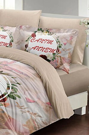 Anneler Günü Hediyesi Nevresim Takımı Özel Dokuma Pamuk Saten Çift Kişilik Canım Annem