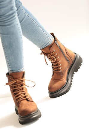 Pembe Potin Termo Kalın Taban Fermuarlı Kadın Bot 031-7757-22Süet