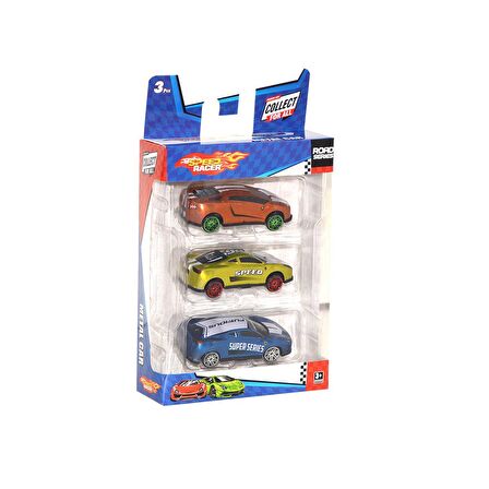 TOY-23 Toysan, 3'Lü Speed Racer Metal Araba Seti