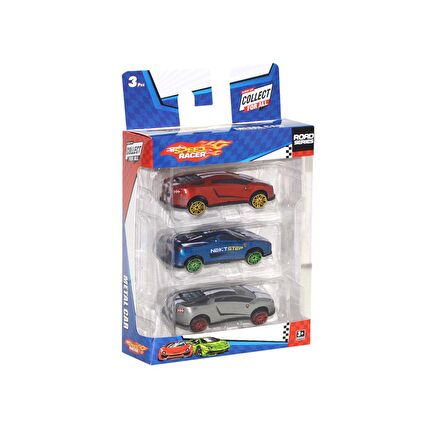 TOY-23 Toysan, 3'Lü Speed Racer Metal Araba Seti