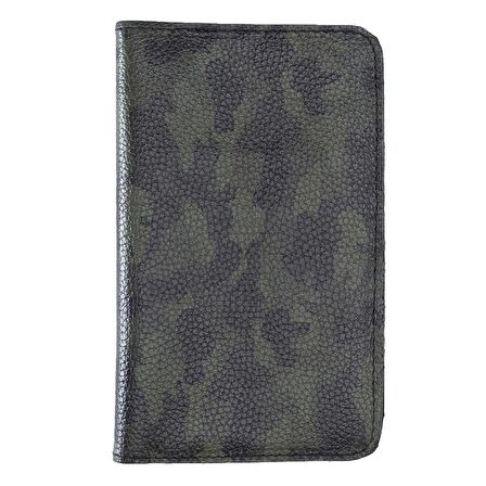 Leony 6.1 inch Uyumlu Deri Kartlıklı Kılıf Kamuflaj Yeşil