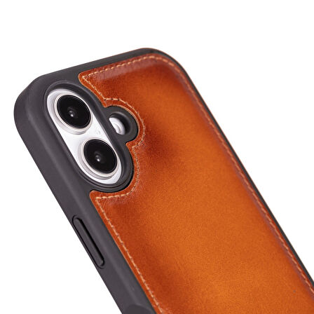 Bouletta Apple iPhone 16 uyumlu, Hakiki Deri, El Yapımı Kılıf, Gölgeli Taba